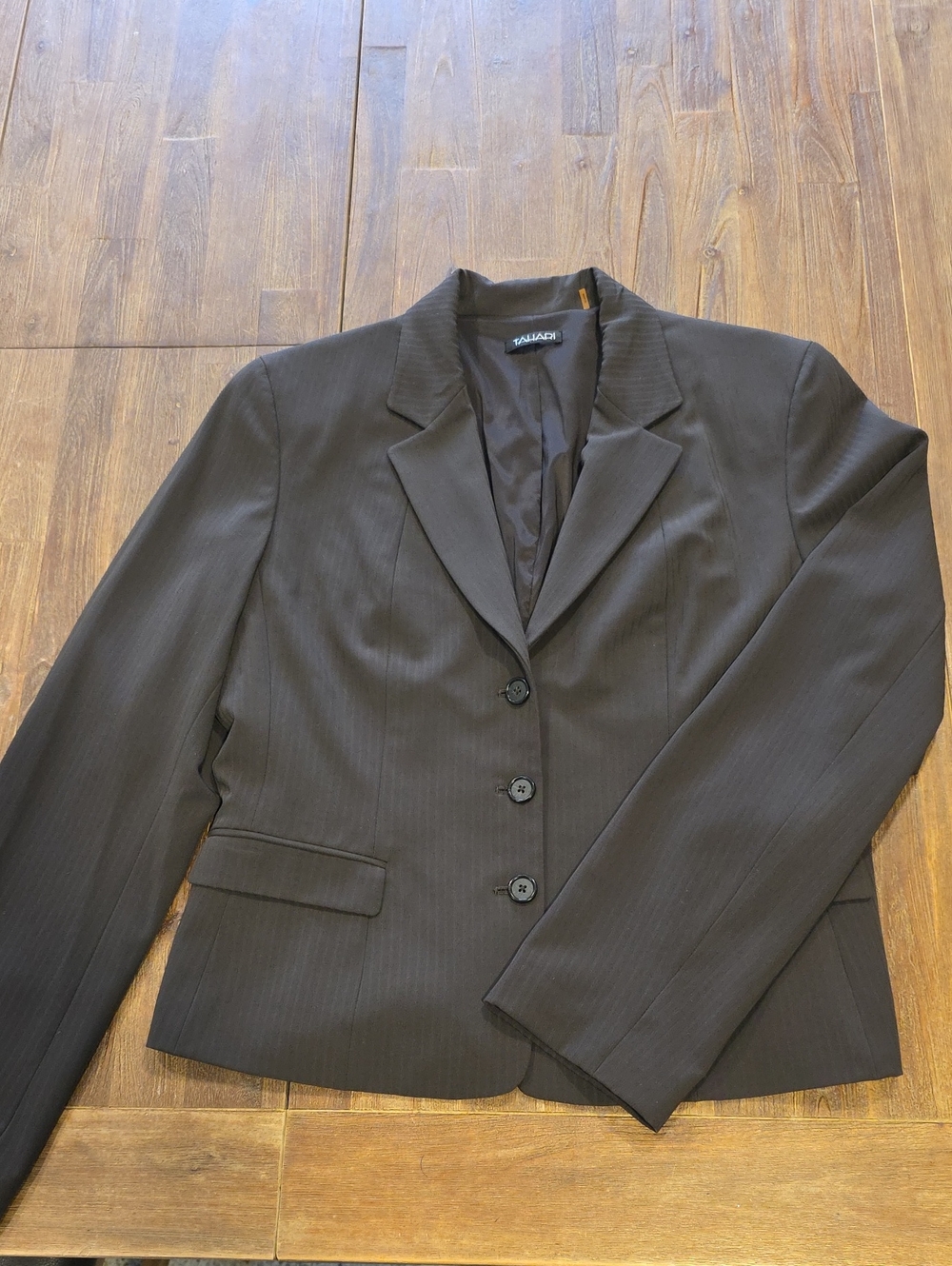 Tahari Dark Brown Pinstripe Blazer